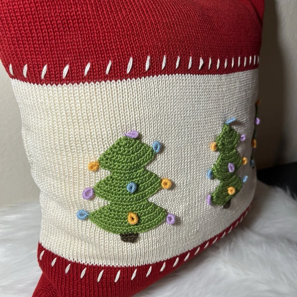 Melange Sweater‎ Knit Throw Pillow Home Decor Christmas Crochet 14 Inch Square